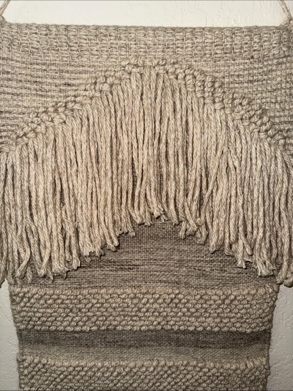 Handcrafted Neutral Beige Woven Large Macrame Tapestry Wall Hanging NWOT